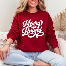 Load image into Gallery viewer, Merry and Bright // cardinal red adult crewneck