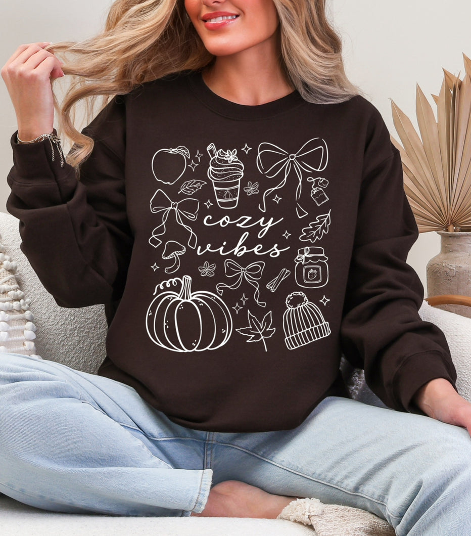 Cozy Vibes White // adult crewneck