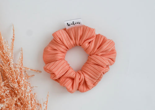 Tangerine Ribbed  // mini scrunchie