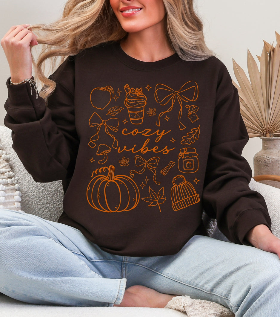 Cozy Vibes Orange // adult crewneck