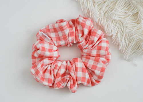 Pink Gingham // full size scrunchie