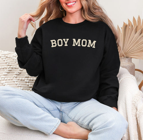 Boy Mom Black // adult crewneck **pre-order**