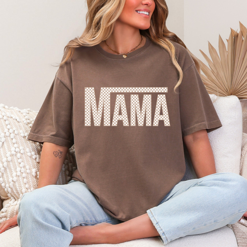 MAMA Check Espresso // garment dyed tee