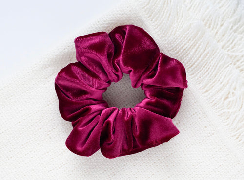 Fuchsia Velvet // full size scrunchie