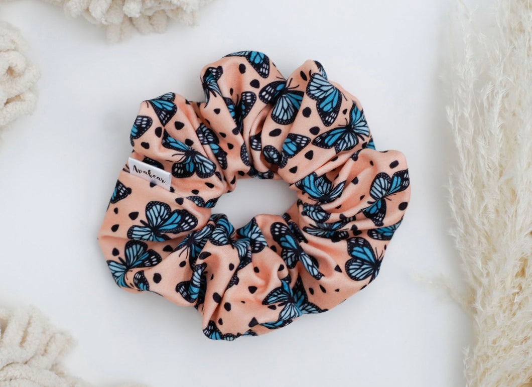 Blue Butterflies // full size scrunchie