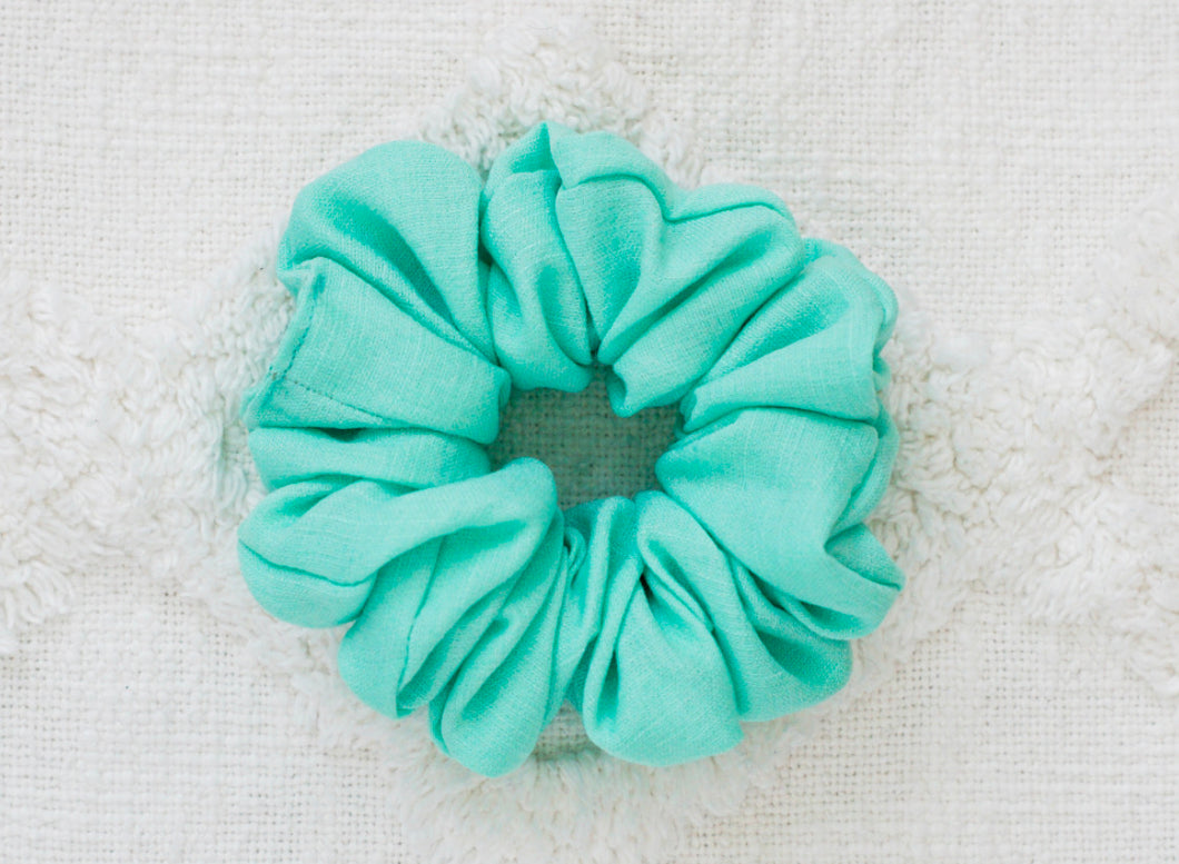 Mint Linen // full size scrunchie