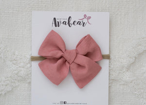 Pink Linen // large bow
