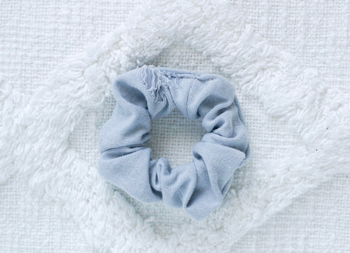 Distressed Light Wash // mini scrunchie