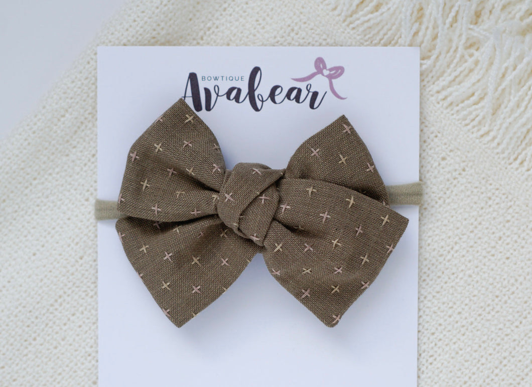 Cappuccino // woven large bow